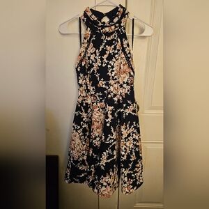 B Darlin Black Floral Halter Midi Dress